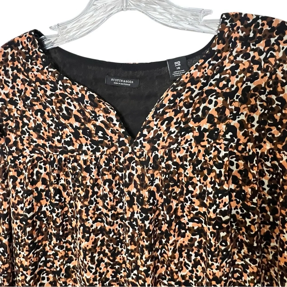 Scotch & Soda Dress Girls Size XL Leopard Print Wide Oversized Fit
